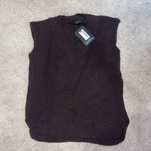 Pretty Little Thing Chocolate V Neck Knitted Side Split Vest